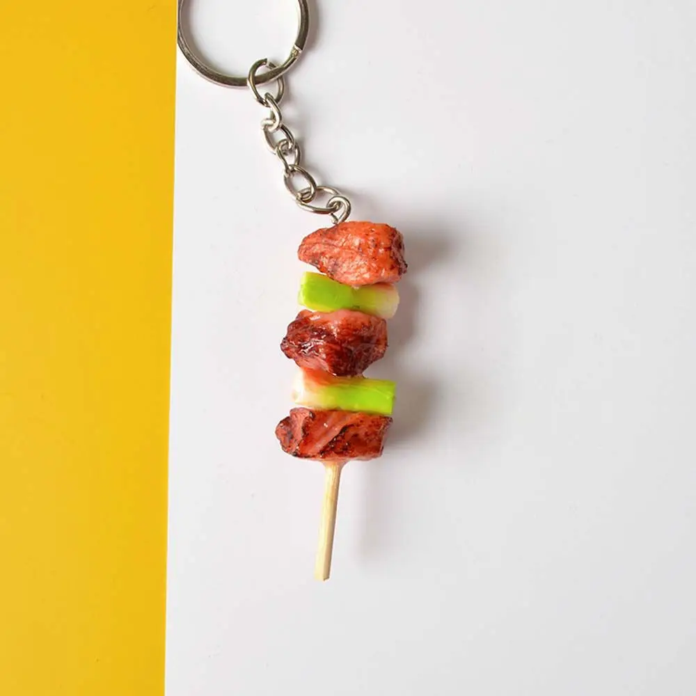 Key Skewer Squid Must Gluten Oden Women Fashion Jewelry Fake Food Key Ring Simulation BBQ Keychains Korean Style Bag Pendant