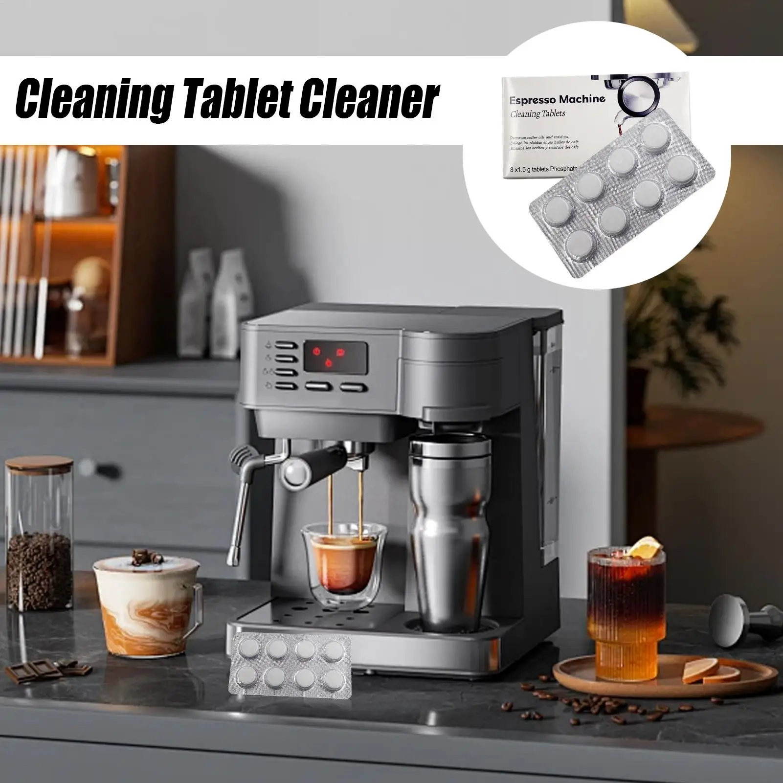 8pcs Coffee Machine Cleaning Tablet Universal Espressos Device Descaler Tabs Remove Pipe Grease,Scale And Residues Cleaning Pill