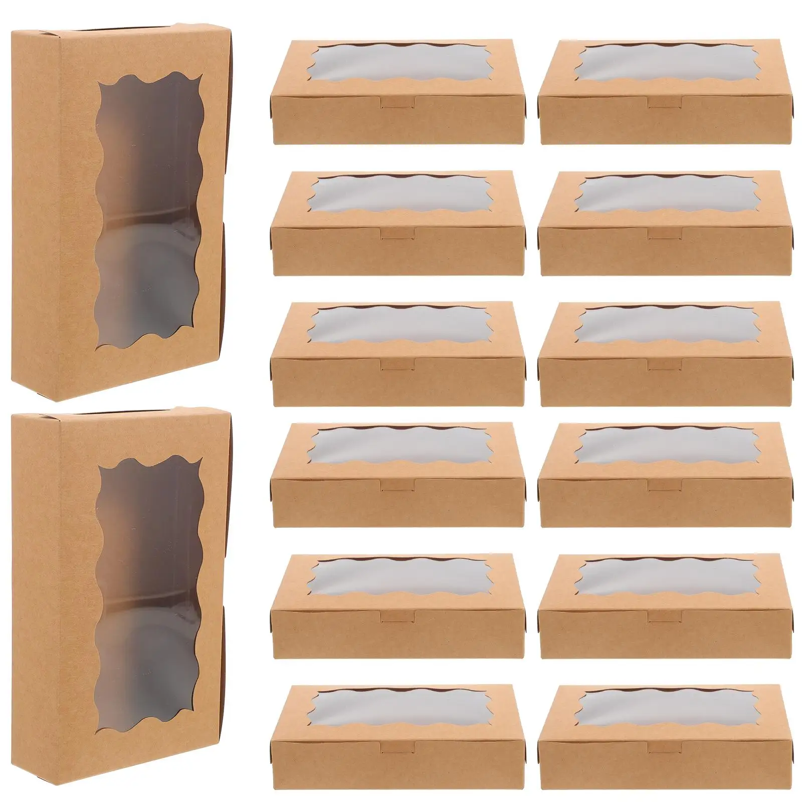 

50 Pcs Paper Window Boxes Rectangle Shape Dessert Packing Cookie Container Portable Cake Boxes Bakery Accessories Food