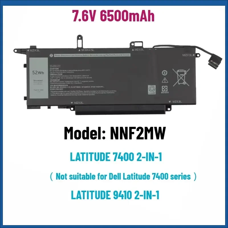 6500mah NF2MW 7.6V 52WH Laptop Battery For Dell Latitude 7400 2-in-1 9410 2-in-1 Series 85XM8 085XM8 0C76H7 C76H7 GJD1V