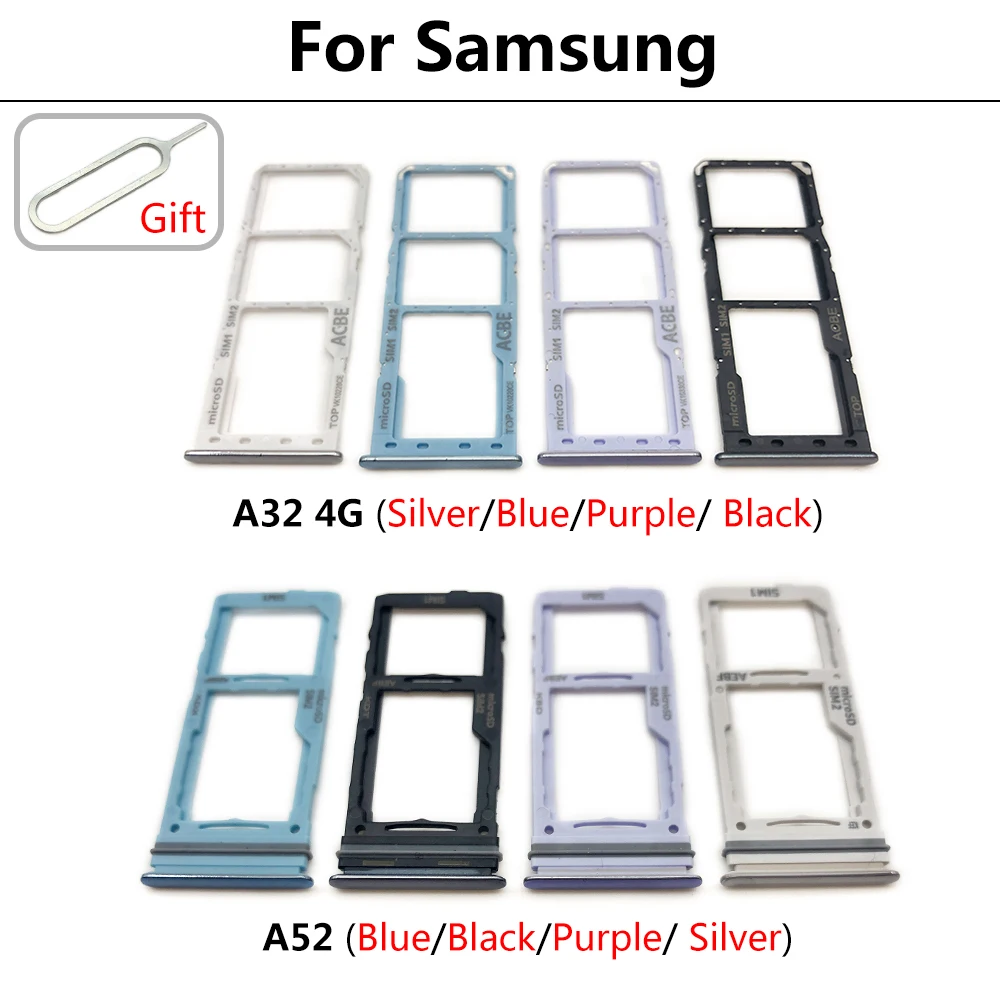 ซิมการ์ดถาดใส่การ์ด SD สำหรับ Samsung A52 A72 A32 Sim ชิปช่องใส่อะแดปเตอร์ลิ้นชัก Part