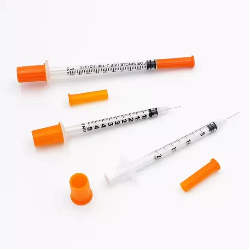 20PCS All Size 0.3ml 0.5ml 1ml Disposable Safety Syringe With Needle for insulin Sterile individually Pack for Pets Farm Animal