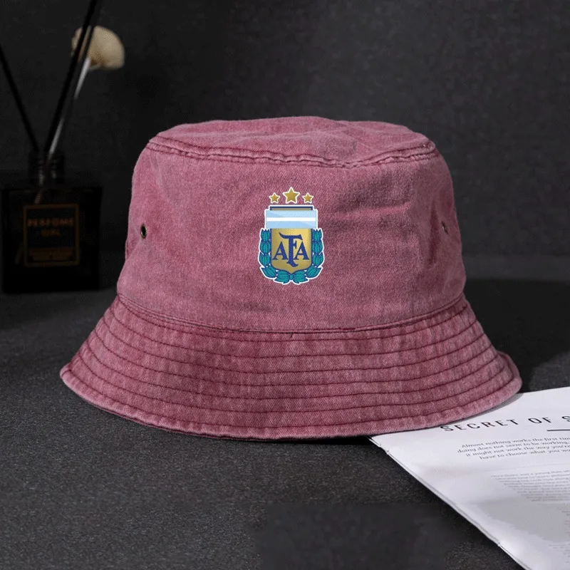 Logo Unisex Cotton Cap Vintage Washed Distressed Bucket Hat with Three-Star South American Champion Style Graphic