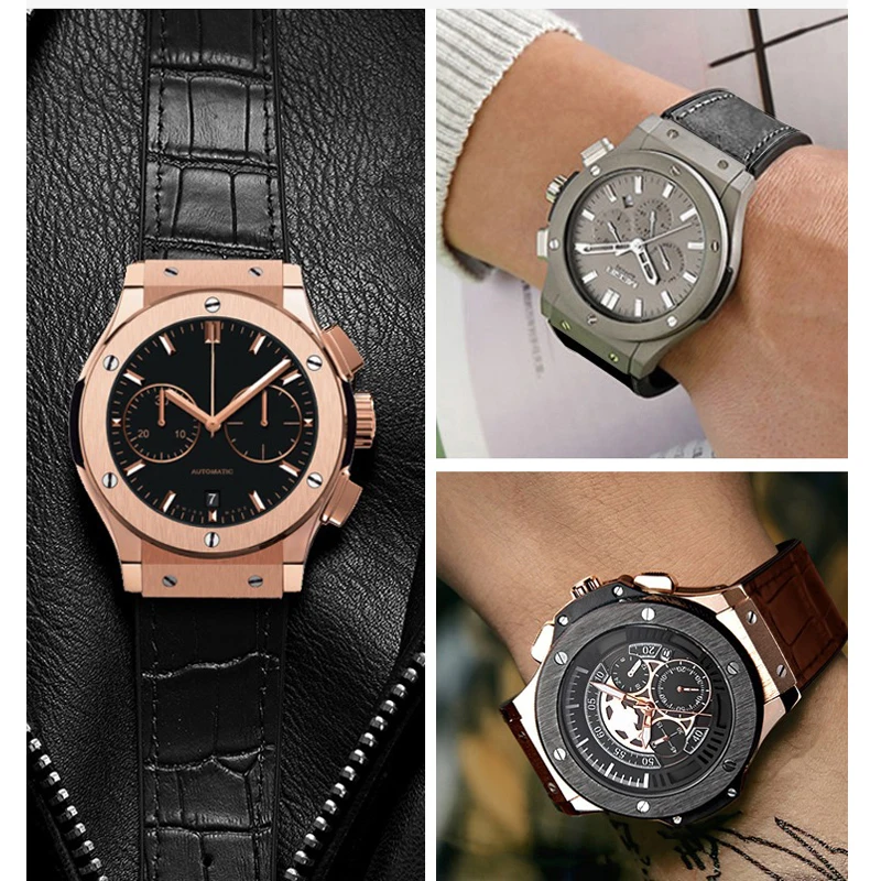 Echt Lederen Horlogeband Voor Hublot Big Bang Waterdicht Heren Koeienhuid Horlogebandje Rubber Horloge Ketting Armband 25-19Mm Pols