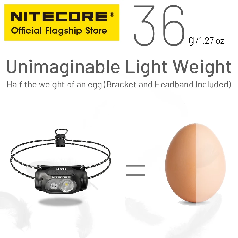 Nitecore Farol para pesca noturna, Trekking Road Trip, bateria alcalina AA, HA11, 240 Lumens, 36g