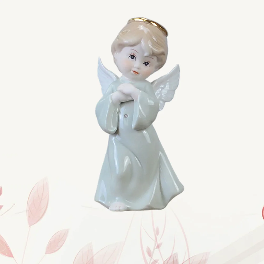 

Handmade Light Green Ceramic Angel Decoration Unique Table Ornament for Home Office Shelf Display Creative Interior Adornment