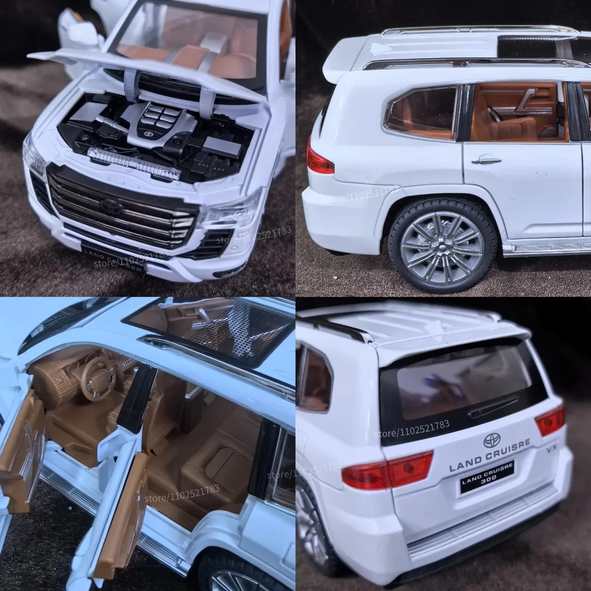 نموذج سيارة تويوتا لاند كروزر SUV محدود بمقياس 1:24، لعبة هدية عيد الميلاد للأطفال على شكل سيارة فاخرة مصغرة