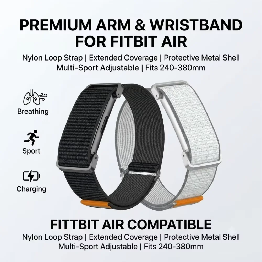 Nylon elastic arm band suitable for Google Fitbit Air bicep training band replacement for the strap with metal case
