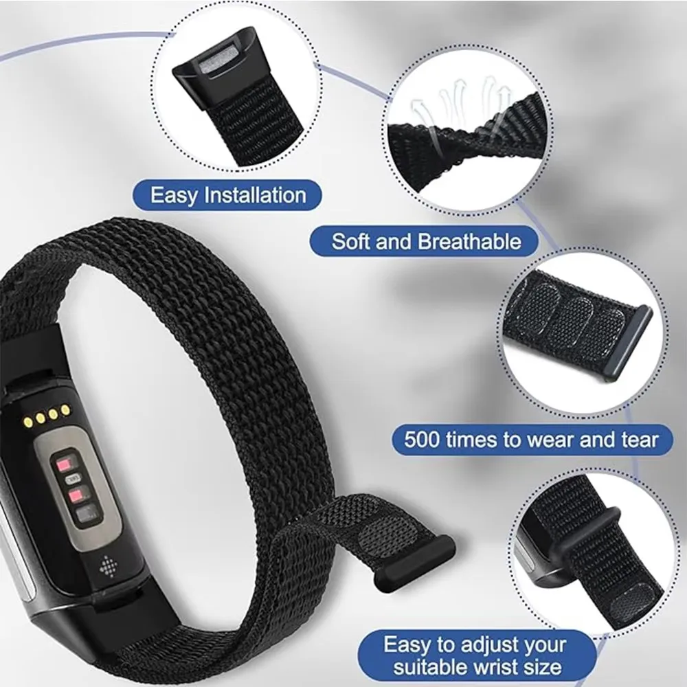 Nylon Strap for Fitbit Charge 6 5 Smart Watch Sports Nylon Weave Loop Bracelet Wristband Correa Pulsera for fitbit Charge 5 Band - view 4