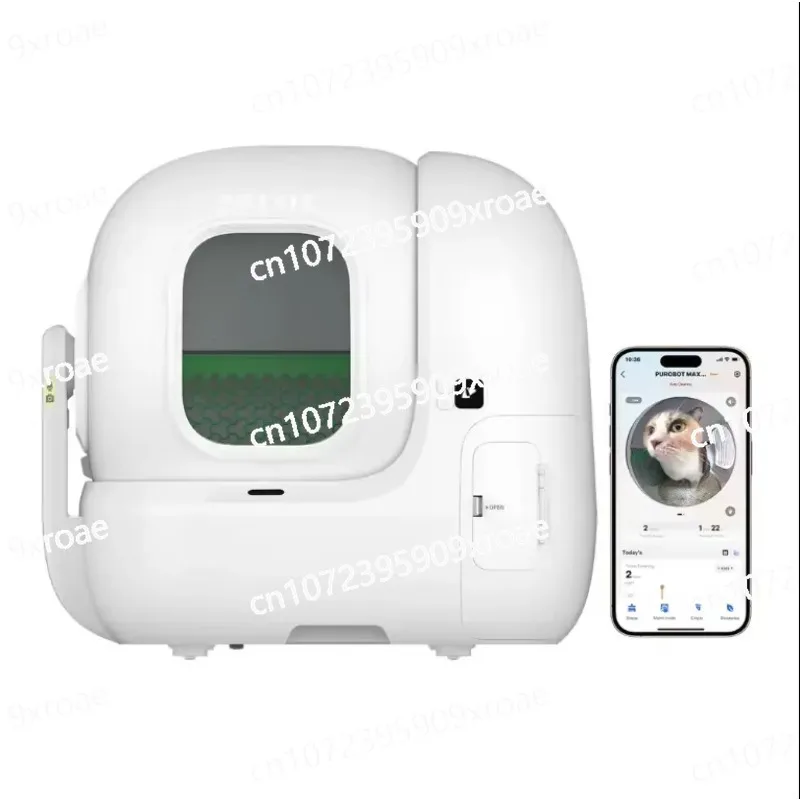 

Triple Odor Control Self Cleaning Cat Box with AI-Camera, Semi-Automatic Bag Sealing,