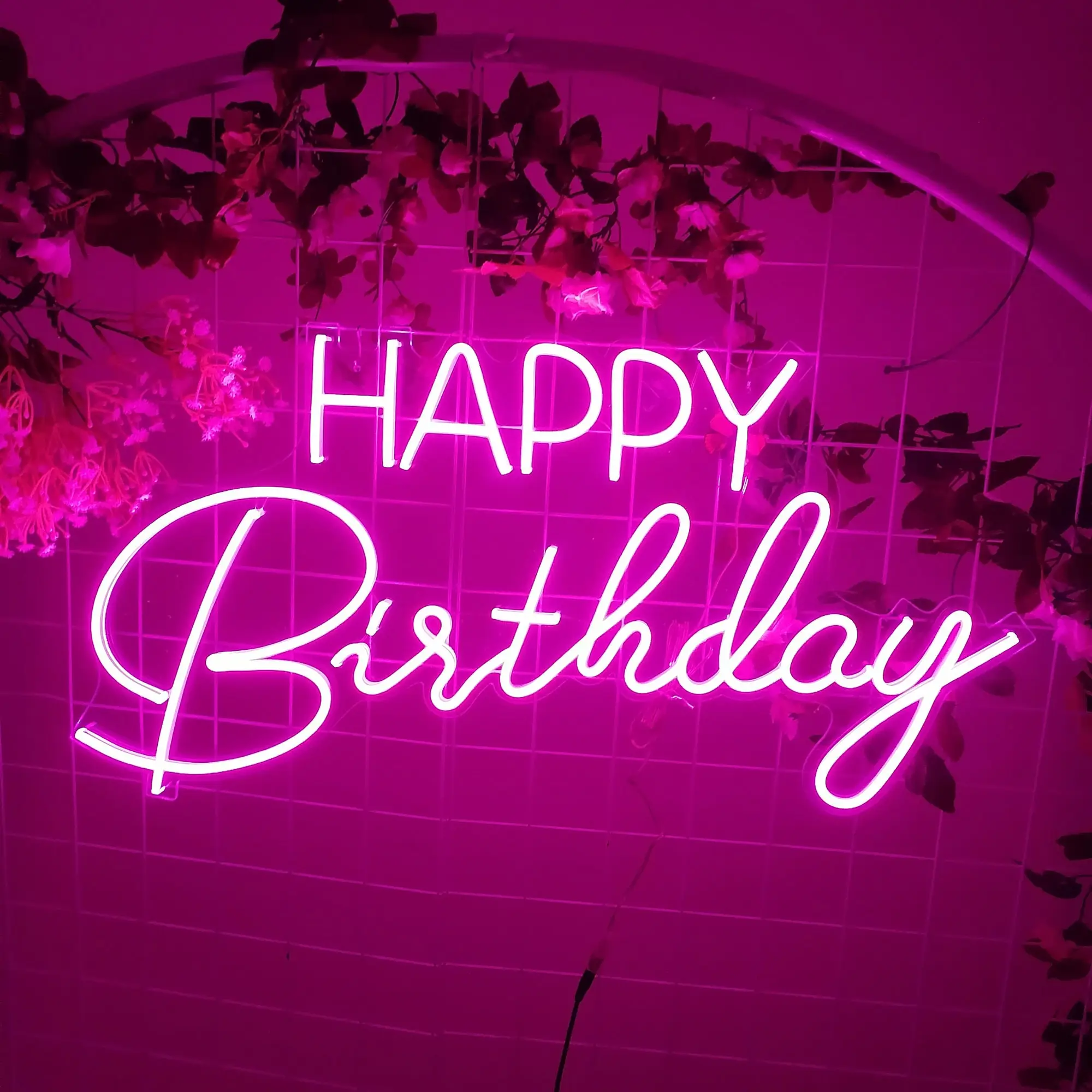 Happy Birthday Neon Sign  Large Led Light Sign Personalized Gift Party Birthday Neon Sign Wall Decor High LCSIGN