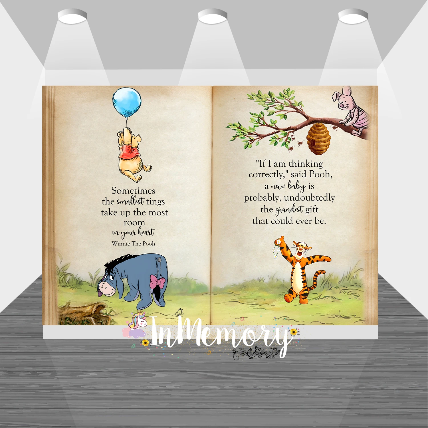 Customized Winnie the Pooh Baby Shower Backdrop for Photo Studio Vinyl Photocall Booth Fairy Book Birthday Photo Background