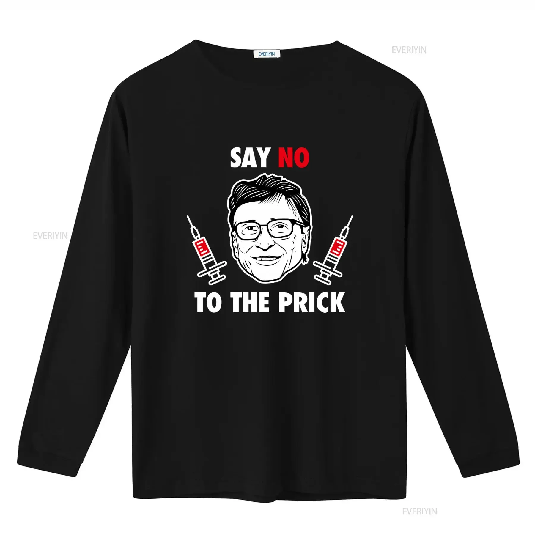 Say No To The Prick Bill Gates Anti Vaccine Vax T Shirt American Style vintage Washed Soft Breathable Casual homme Comfortable