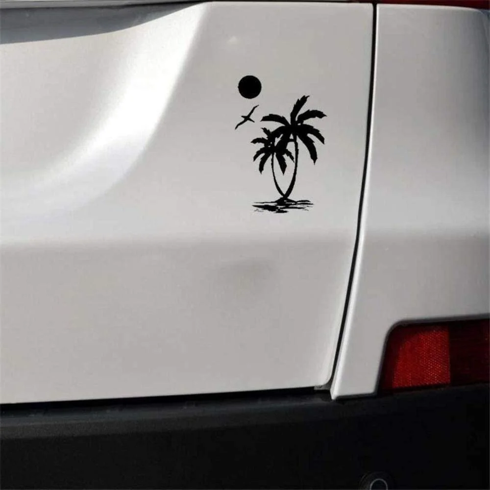 

For stickers Vinyl Sticker for sun palm shaped cars, tropical birds, 9.8 cm x 14.6