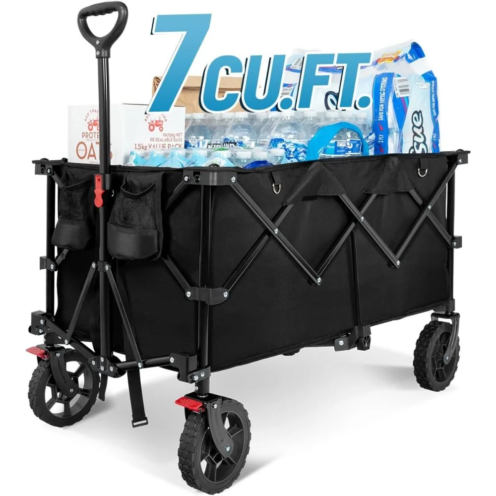330lbs Collapsible Wagon Cart, Ultra-Large Wagons Carts Foldable, Heavy Duty Folding Wagon with Wheels,Utility All Terrain Wagon