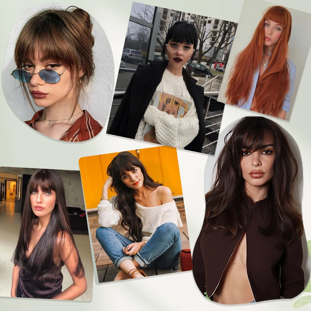 Clip in Bangs Hair 6-inch Natural Fringe Bangs Premium Synthetic Flat Bang with Temples Hair Extensions for Women Girls Daily