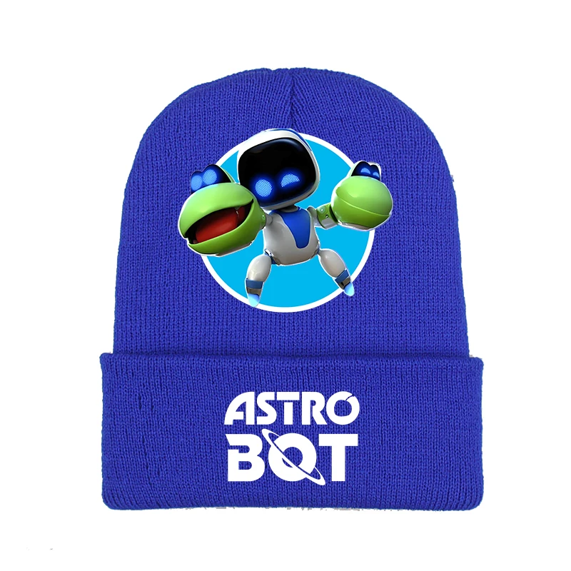 Astro Bot Knitted Hat  Boys  Anime Cartoon Cute Printing Cap Winter Outdoor Sports Warm Windproof Woolen Hats  Children's Gifts