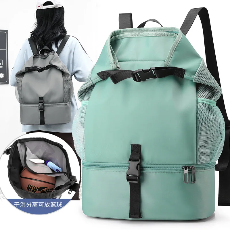 Large Capacity Drawstring Backpack for Women Travel Bag Wet Dry Separation Separate Shoe Compartment Waterproof Storage