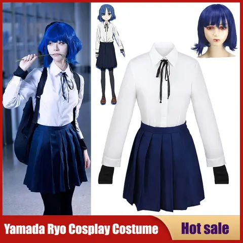 Yamada Ryo Costume Anime Bocchi The Rock Cosplay Skirts Shirt Blue Wig Full Sets For Women Girl Party Carnival Halloween Uniform