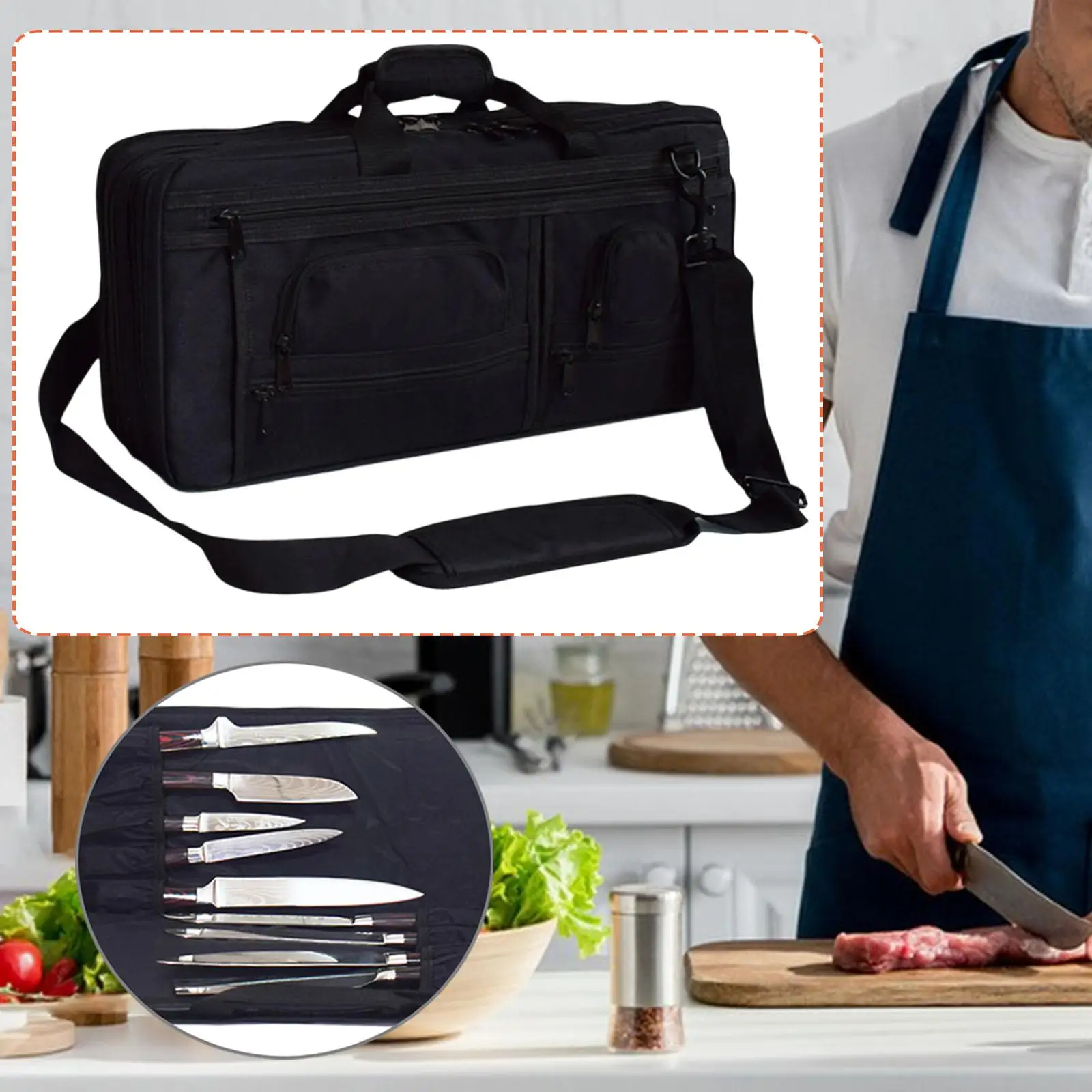 

Chef Knife Bag Pouch Holder Carry Case Cutlery Carrier for Home Kitchen Travel Camping