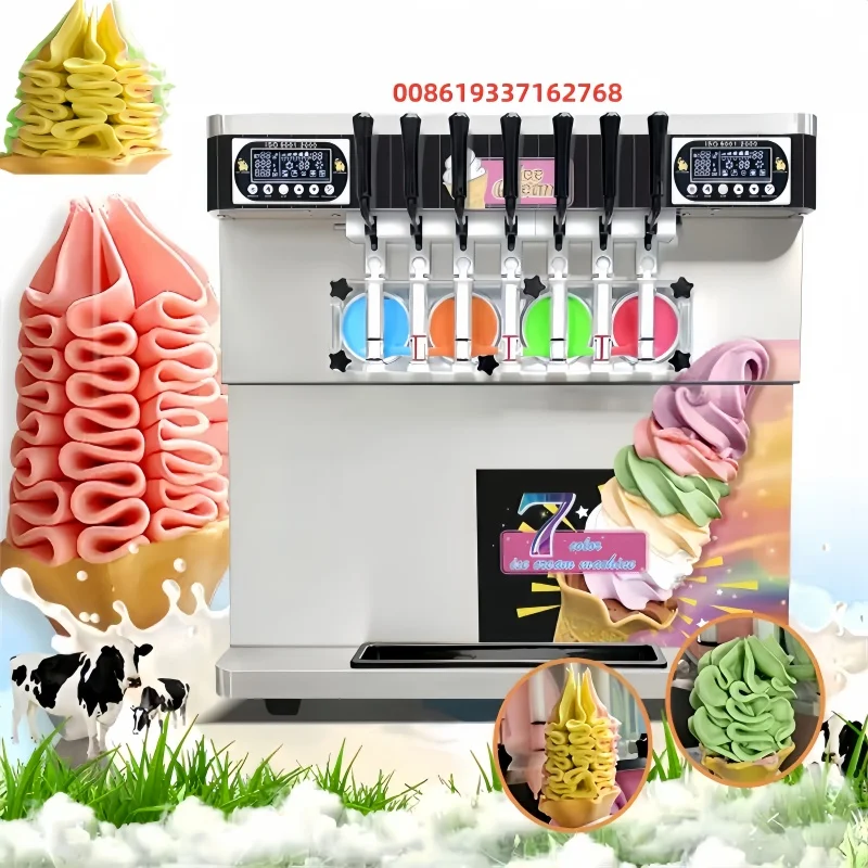 7 Flavors Popular Cone Soft Ice Cream Maker hine Commercial Frozen Treat Maker Ninja Ice Cream hine