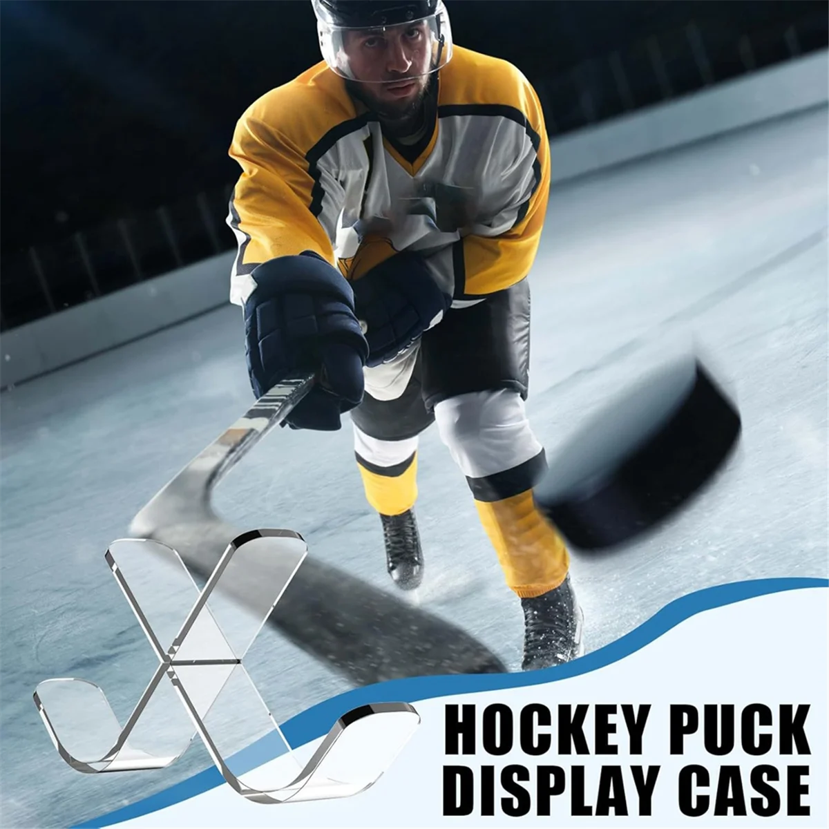 N18R Clear Hockey Puck Display Case Acrylic Hockey Puck Display Stand Sports for 3 Pucks Hockey Puck Holder Storage