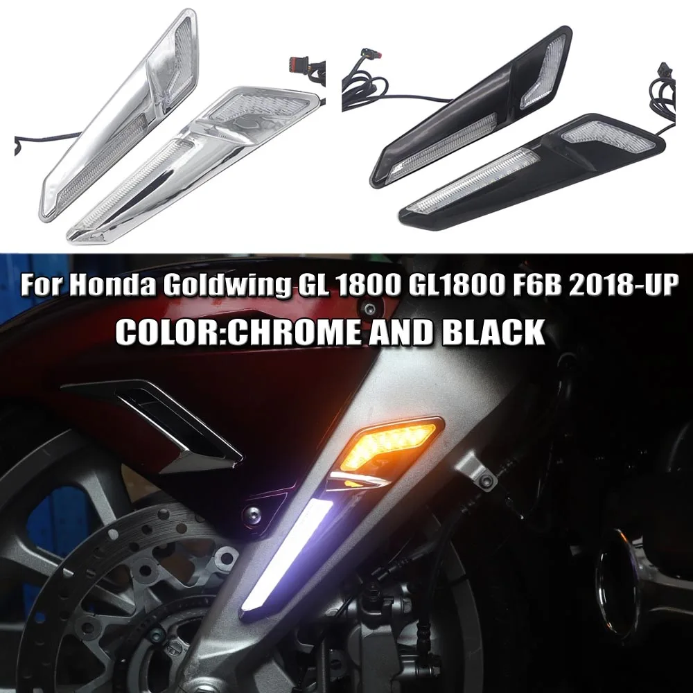 

For 2019 2020 Honda Goldwing GL 1800 GL1800 F6B 2018-UP Motorcycle Front Brake Fork Mounted NAV LED Lights in Chrome or Black