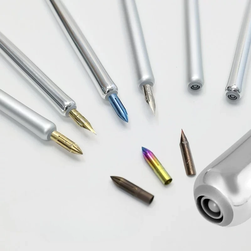 Matte Aluminum Straight Dip Pen Holder Professional Line Drawing Pen for Manga Watercolor Sketch Ink Illustration Painting