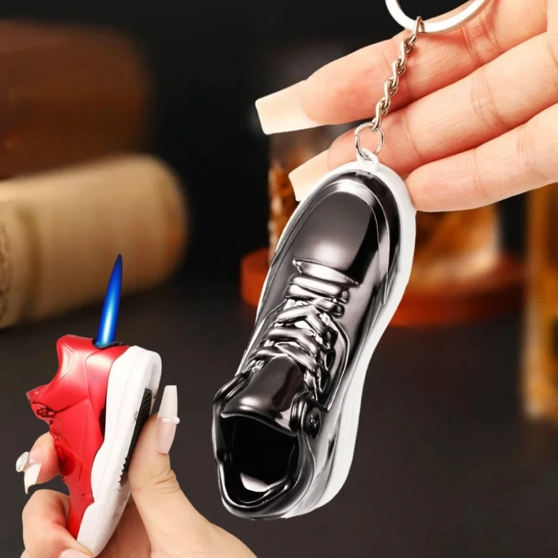 

Windproof Keychain 3D Basketball Shoes Lighter Direct Charging Flame Mini Pendant Portable Lighter Personalized Smoking Gift