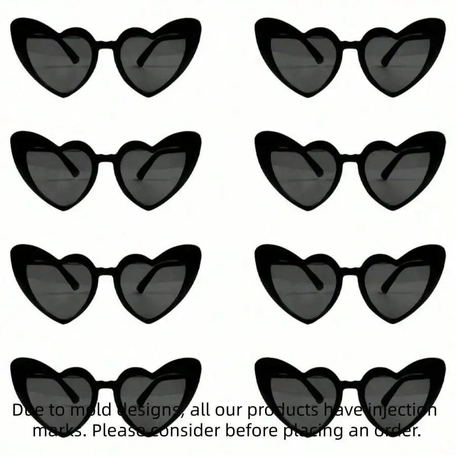 

8-Pack Heart-Shaped Cat Eye Sunglasses for Women - Party & Bridal Accessories