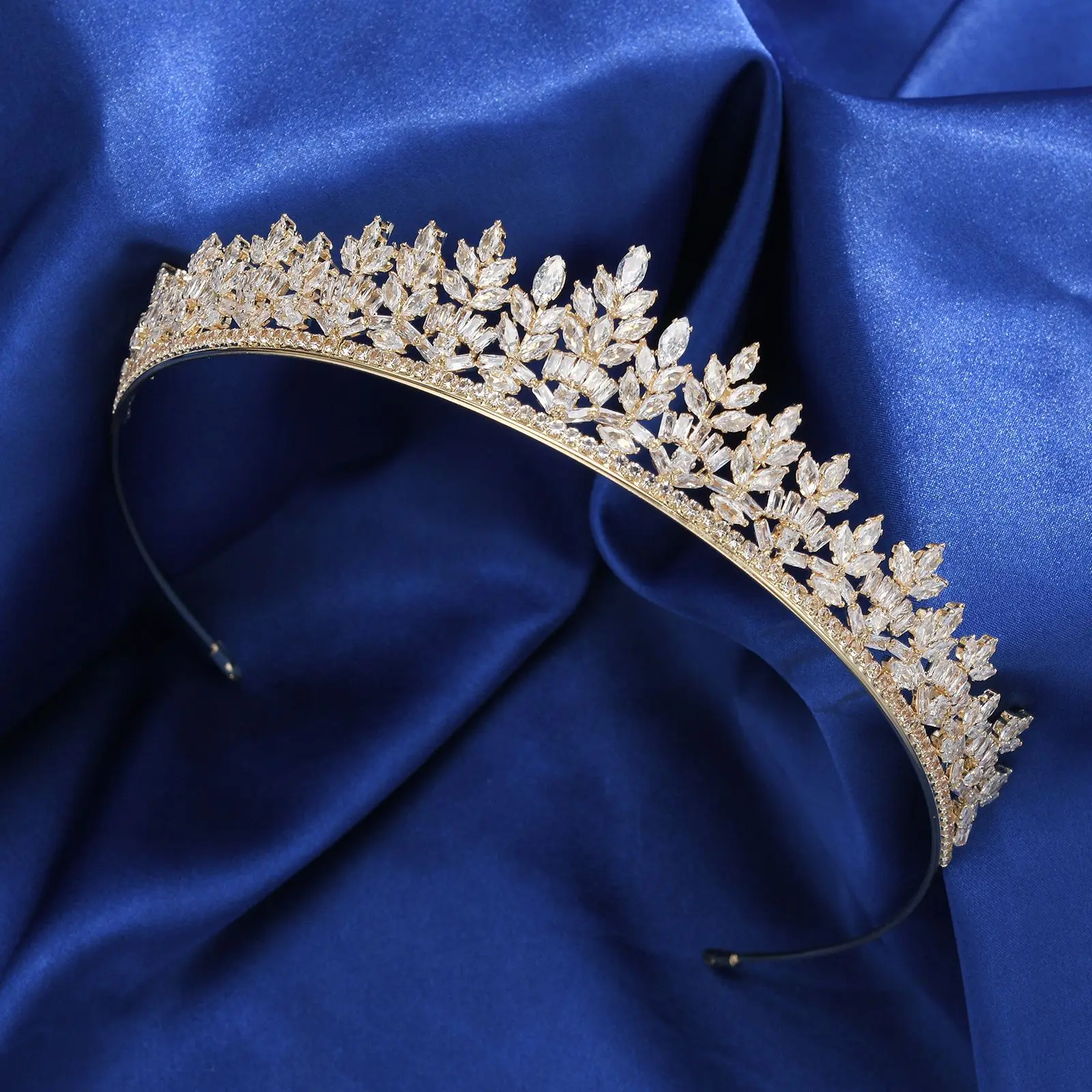 Luxury Zircon Hair Crown Princess Flower Headwear Hairband Girls Retro CZ Wedding Party Birthday Bride Photography Headpiece