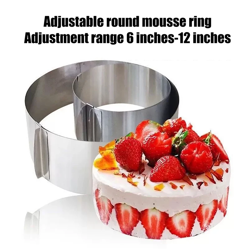 Stainless Steel 6-8cm Adjustable Telescopic Mousse Ring Circle Mold Rustproof With Scale Round Cake Rings Reusable Baking Tool