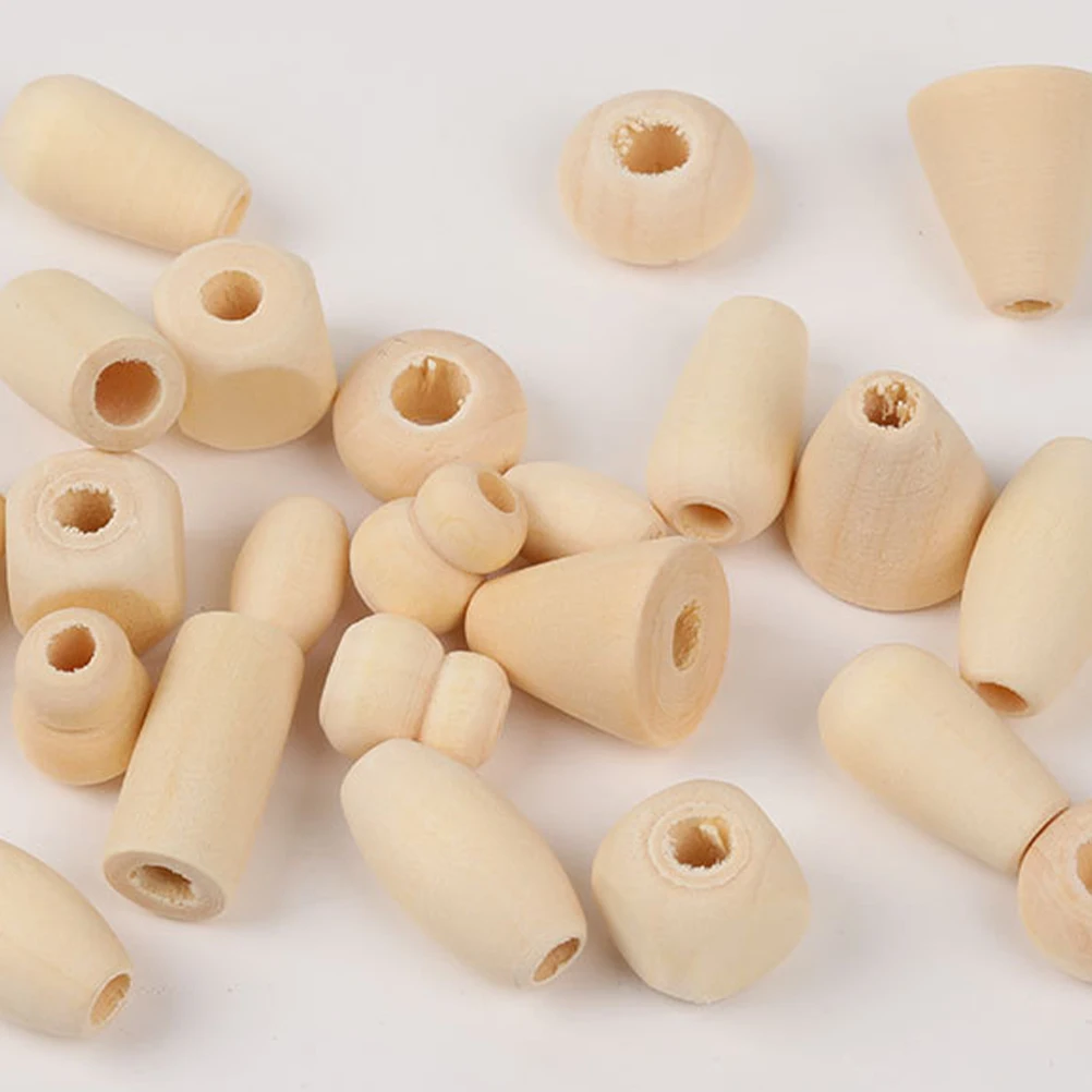 

100 PCS Log Color Beads Grain Wooden Creative DIY Accessories Craft Jewelry Making Natural