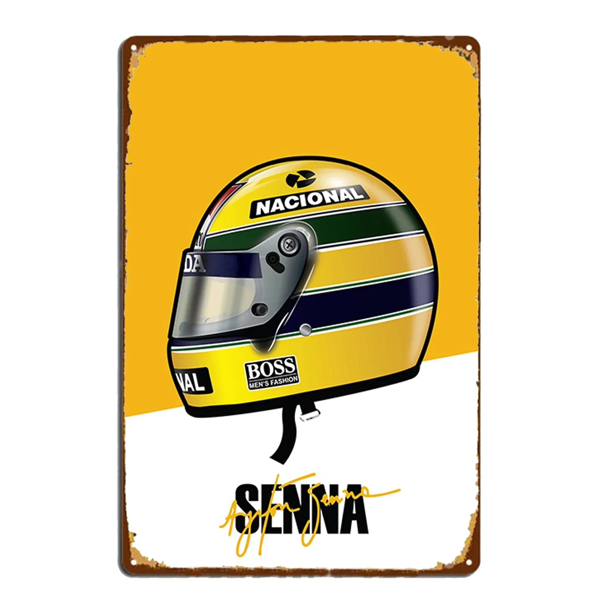 Cartel de metal de estaño para casco Racer F1, carteles de estaño para coche deportivo, decoración de carteles de placa de Me