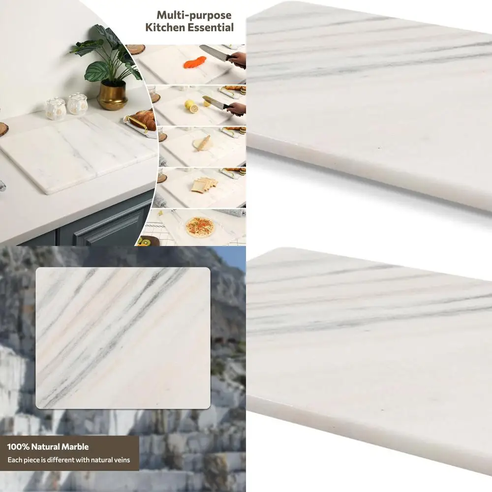 

16x20 Inch Calacatta Marble Pastry Board with Non-Slip Base - Ideal for Baking, Cheese, Chocolate, and Housewarming Gifts