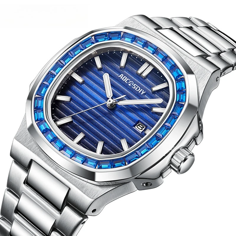 

New men's watch hot-selling fashion diamond-encrusted luminous quartz watch waterproof steel belt men's watch