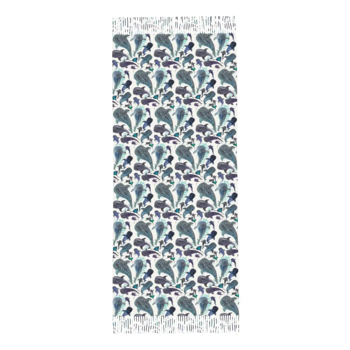 Whale Shark, Ray And Sea Creature Play Scarf Tassel Scarves Women Soft Warm Shawls and Wraps Large Fall Winter Shawl Wrap