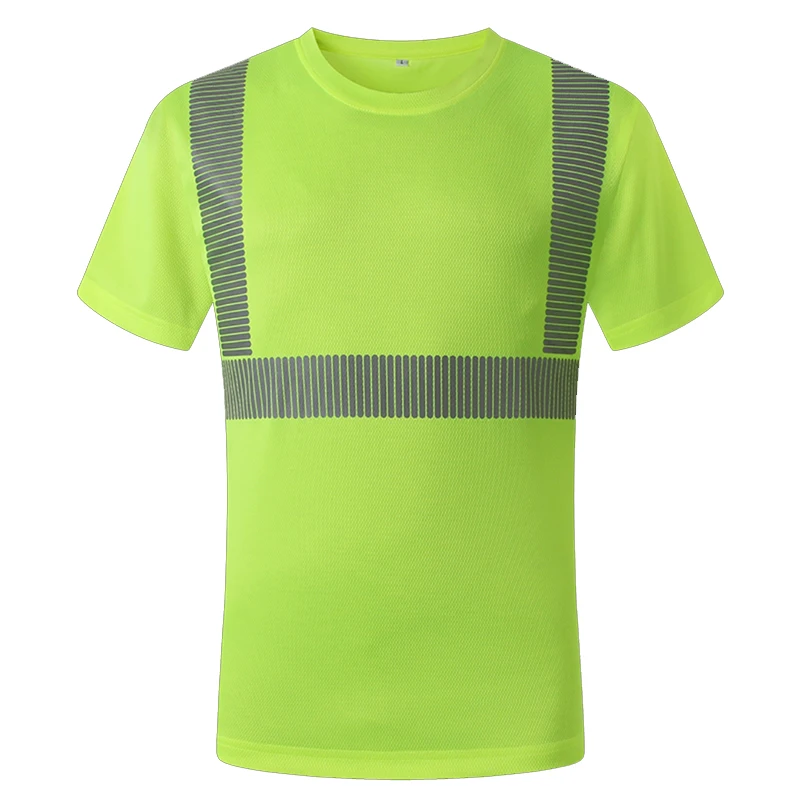 Hi Vis t Shirt Safety Shirt with Reflector Summer Quick Dry t Shirt Man High Visibility Work Shirt