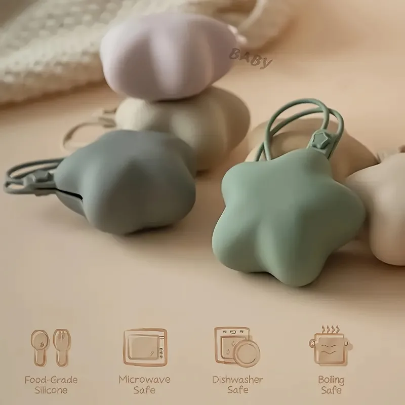 

Solid Color One Piece Baby Pacifier Silicone Storage Case Minimalist Creative Portable Silicone Pacifier Box Soother Container