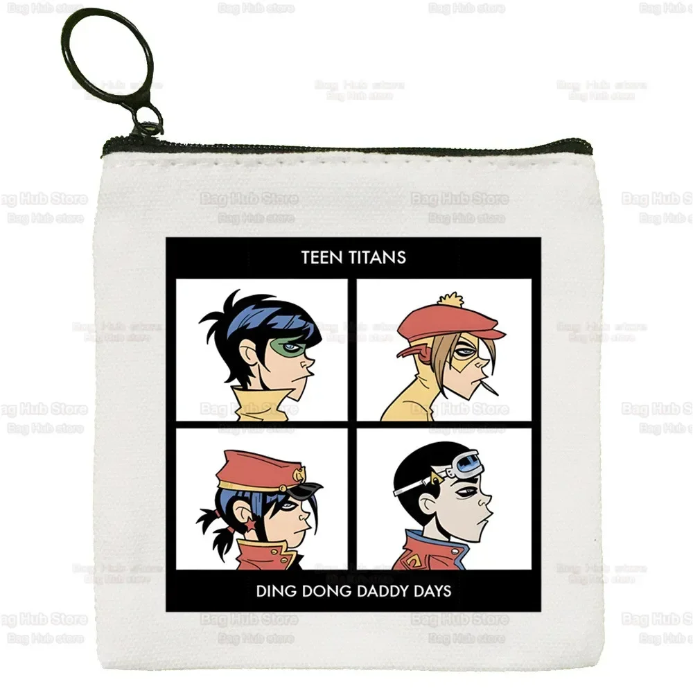 Gorillaz 모던 동전 지갑, 빈티지 미니 지갑, 변경 파우치, 음악 밴드, 만화 키 카드 보관 카드 가방, 지퍼