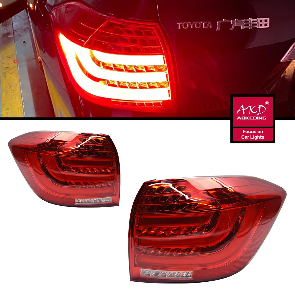 Taillights For 12-14 Highlander Kluger Tail Light LED DRL Style Running Signal Brake Reversing Parking Lighthouse Facelift