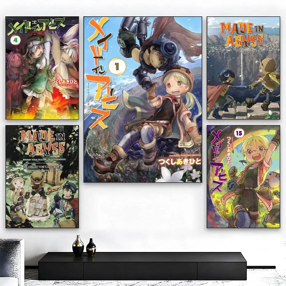 Anime M-Made In A-Abyss Poster Self-adhesive Art Waterproof Paper Sticker Coffee House Bar Room Wall Decor
