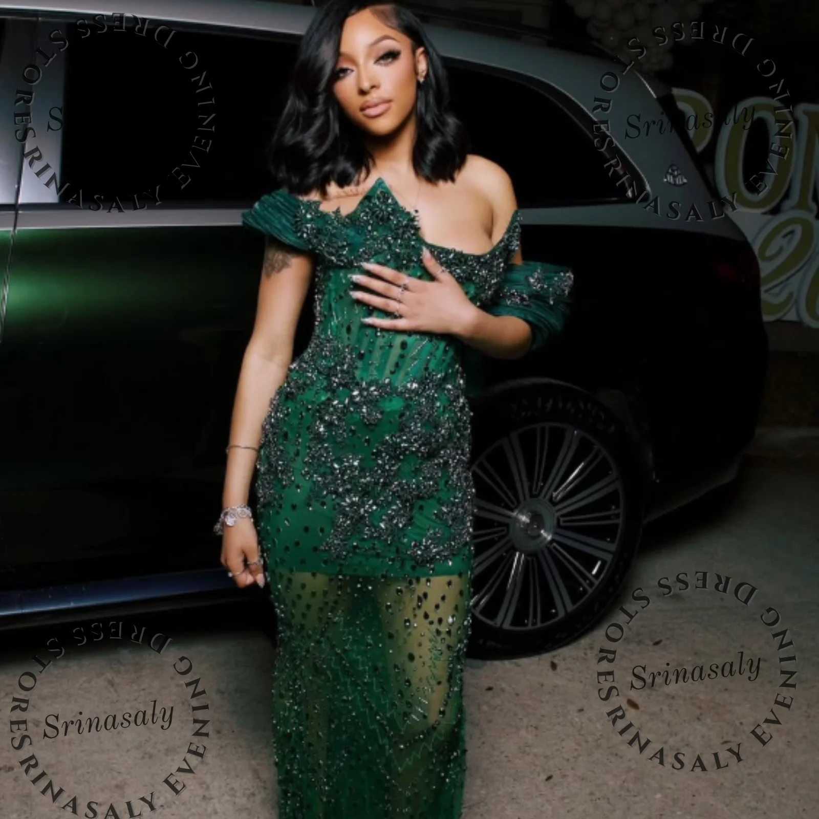 African Glitter Beading Jewelry Mermaid Prom Dresses Customized Black Girls Biryhday Party Gown Intricate Wedding Robe De Soiree