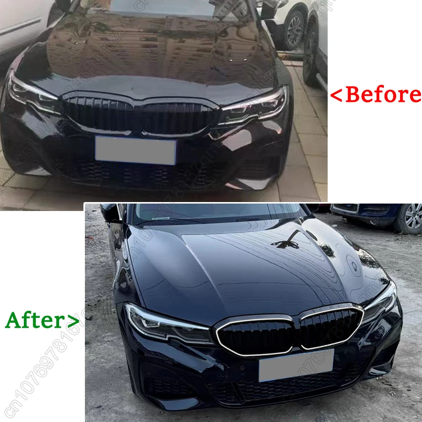 Mejora a una parrilla LED luminosa, parrilla frontal de asiento facial para BMW G20 G21 m-pack 320i 330i M340i xDrive 2019-2022, Kits de carrocería de coche
