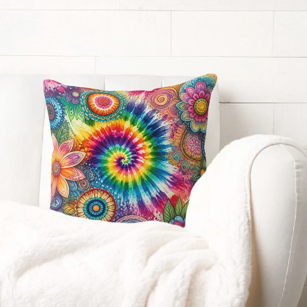 Vibrant Gradient Circle Pattern Polyester Pillow Cover - Stylish 2D Printed Cushion Case for Home Sofa Decor, No Insert Included