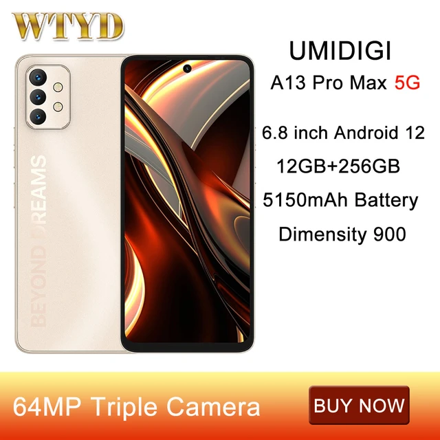 UMIDIGI A13 Pro Max 5G 12GB+256GB 64MP Camera Mobile phone 6.8 inch Android  12 5150mAh Battery Dimensity 900 Octa Core Smatphone