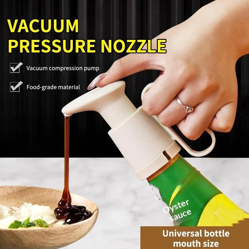 Kitchen Supplies Universal Tightly Seal Dispenser Pump W/Handle PP Tomato Sauce Oyster Press Pump Reusable Bottle Head Gadget