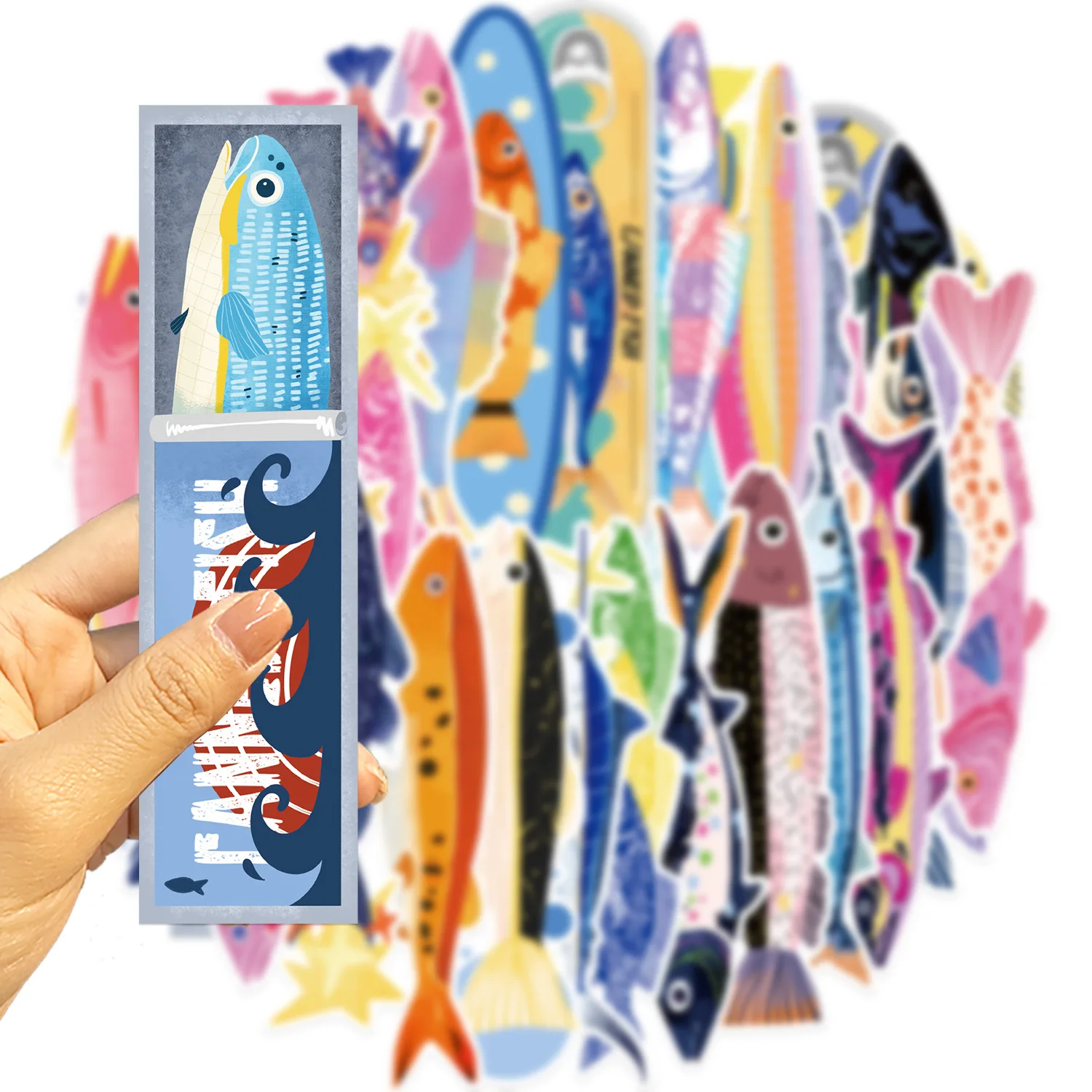 30PCS Cartoon Color Fish Series Bookmarks High Beauty Cards Creative Reading Books Tags Annotated DIY Bookmarks