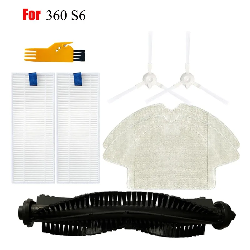 Washable Hepa Filter Main Brush Side Brushes Cloth Mop for 360 S6 Robot Vacuum Cleaner Replacements Parts convenient packaging