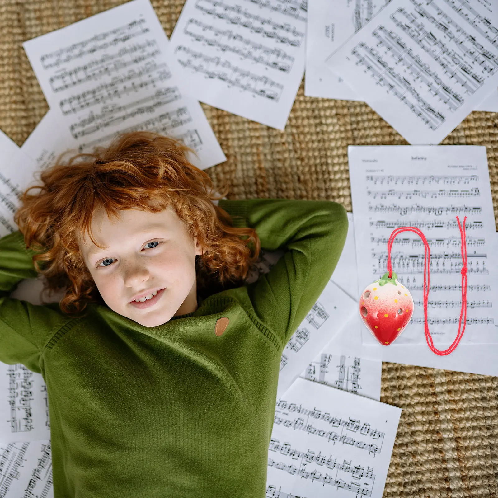 

Ceramic 6 Holes Strawberry Shaped Ocarina Beginner Practice Children Wind Instrument Portable Cartoon Design Gift